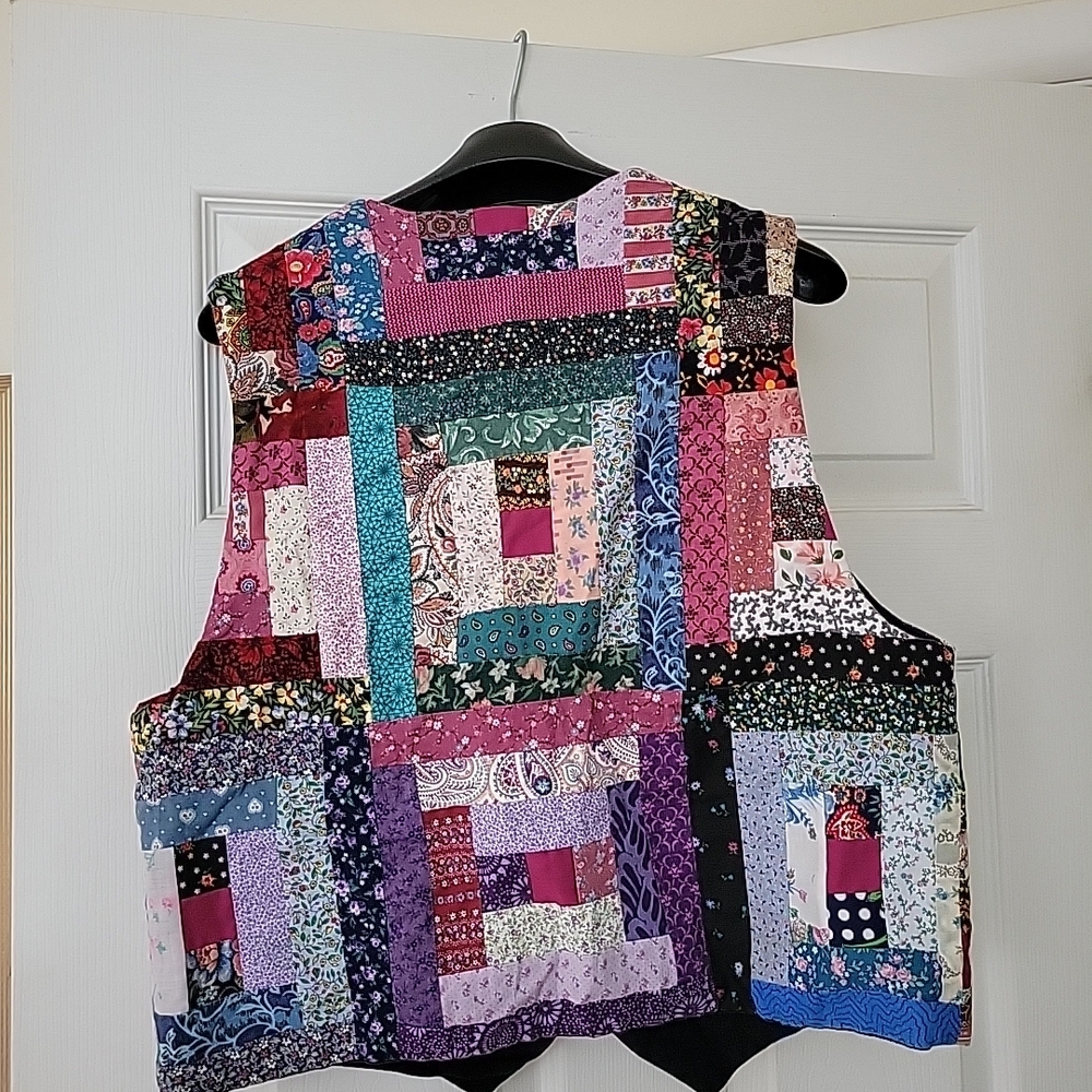 Patchwork Button Down Vest - Multicolor - image 3